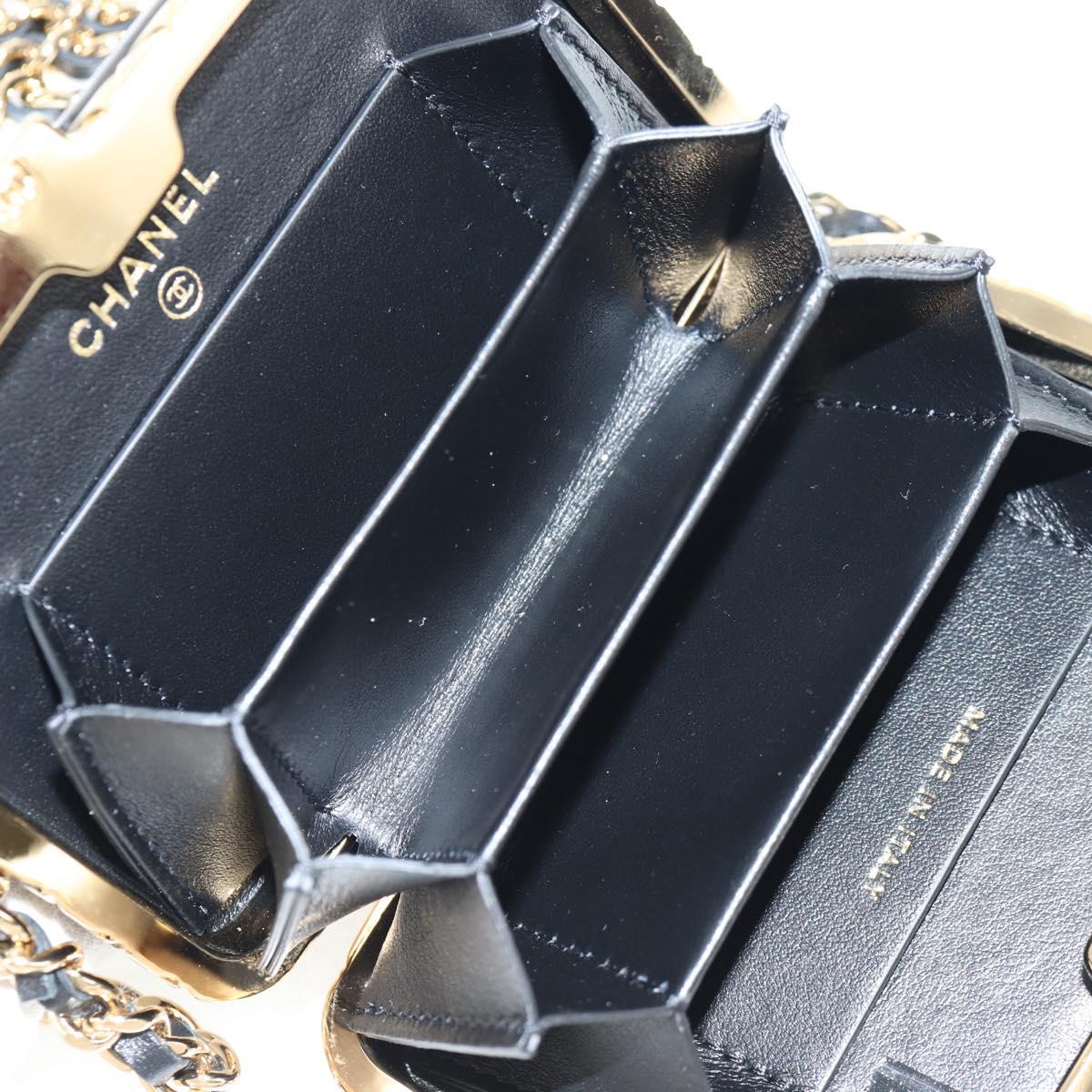 CHANEL Chain Shoulder Bag Patent leather Black Gold CC Auth 134911SAM