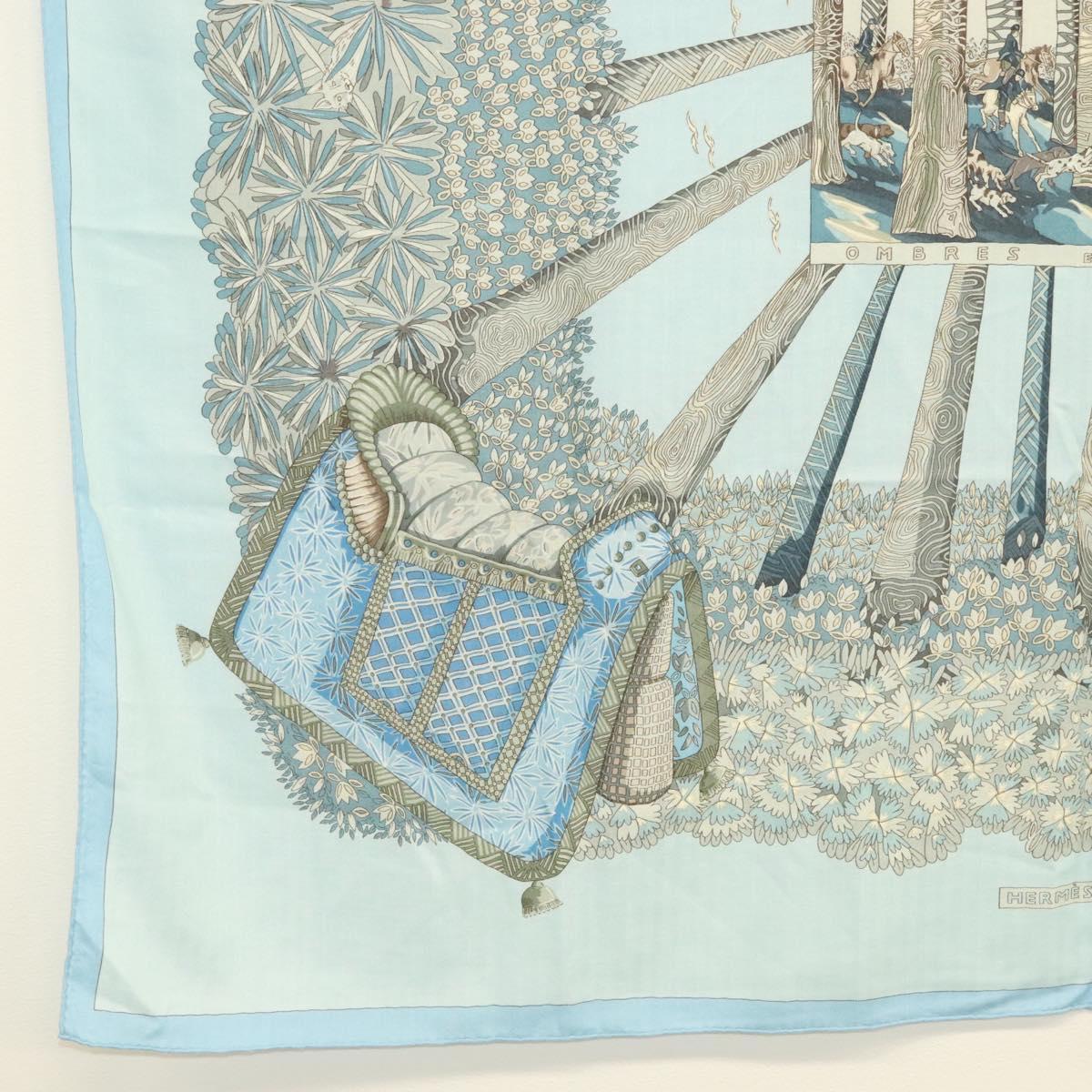 HERMES Carre 140 Scarf ""OMBRES ET LUMIERES"" Cashmere Blue Auth 134913M