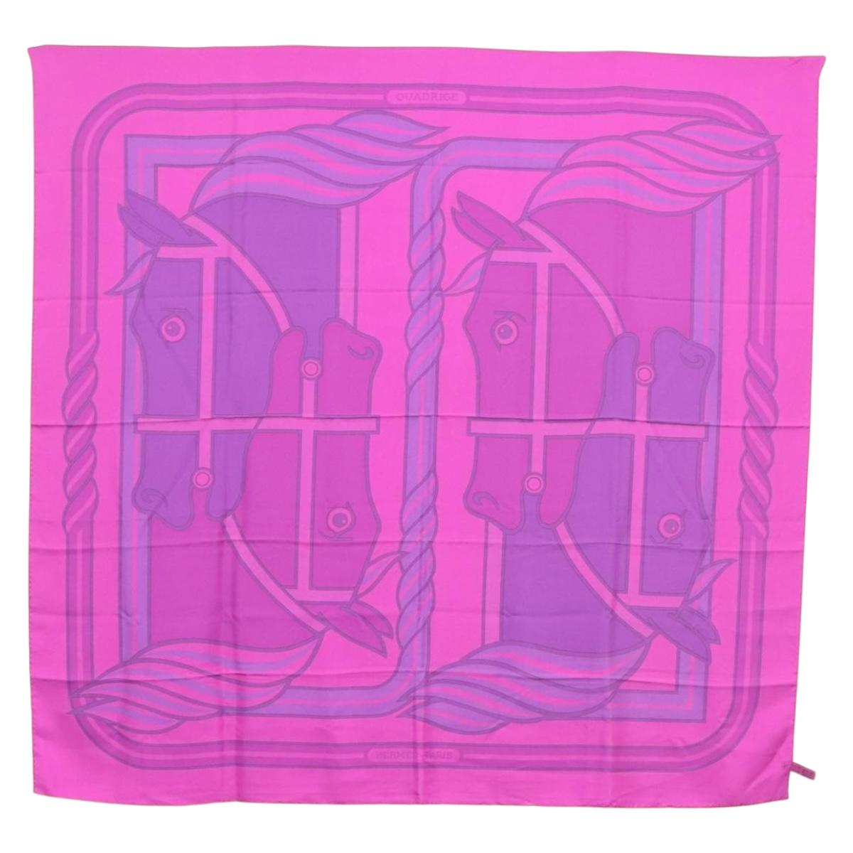 HERMES Carre 140 Scarf ""QUADRIGE"" Silk Purple Auth 134915M