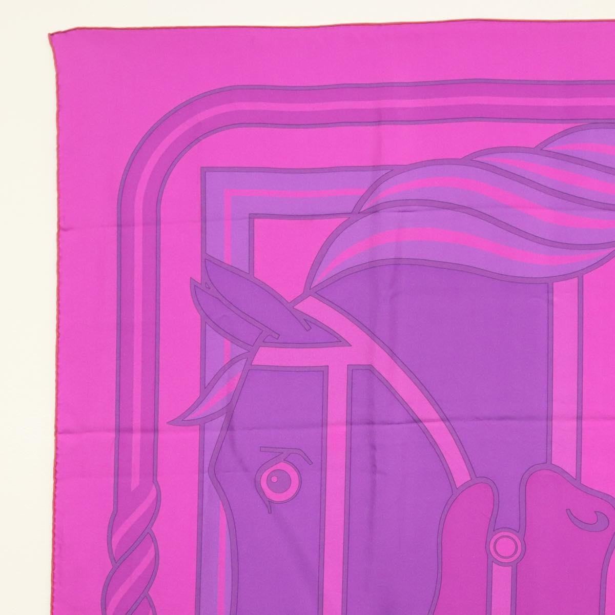 HERMES Carre 140 Scarf ""QUADRIGE"" Silk Purple Auth 134915M