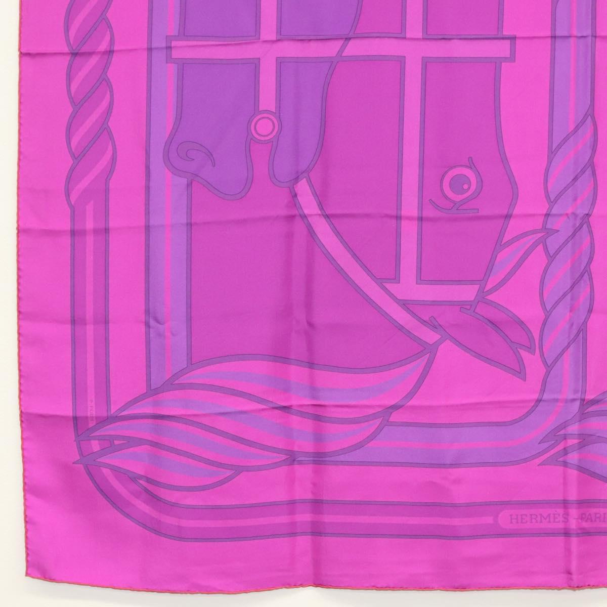 HERMES Carre 140 Scarf ""QUADRIGE"" Silk Purple Auth 134915M
