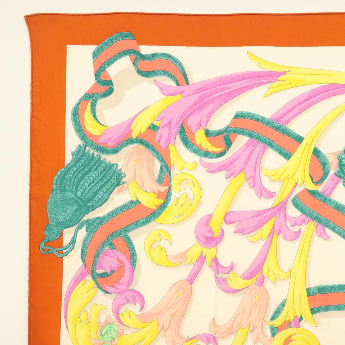 HERMES Carre 140 Scarf ""LE MORS A LA CONETABLE"" Cashmere White Auth 134921M