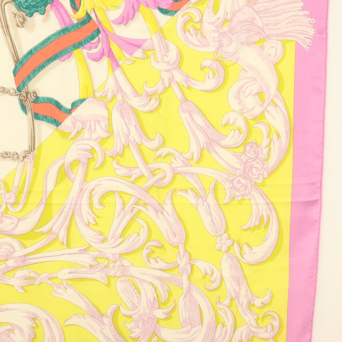 HERMES Carre 140 Scarf ""LE MORS A LA CONETABLE"" Cashmere White Auth 134921M