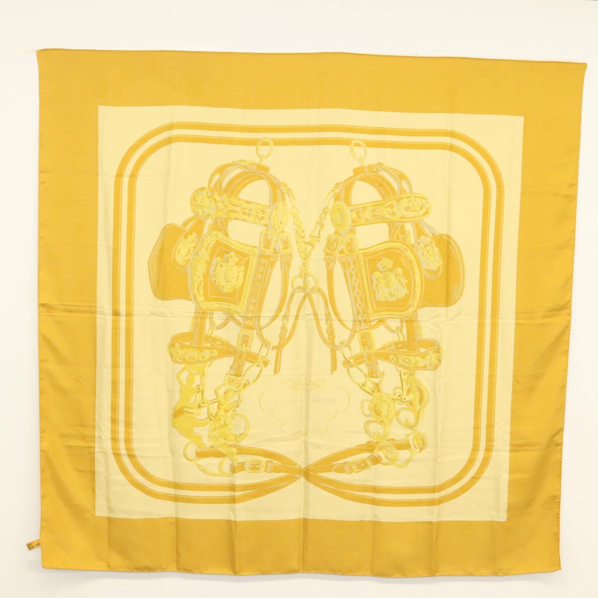 HERMES Carre 140 Scarf ""BRIDES de GALA"" Silk Gold Auth 134922M