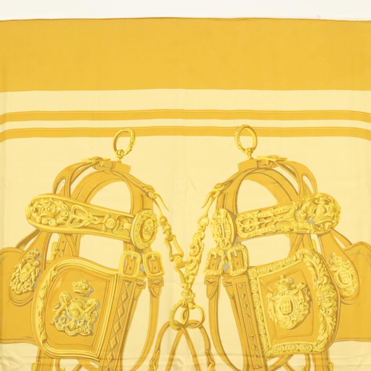 HERMES Carre 140 Scarf ""BRIDES de GALA"" Silk Gold Auth 134922M