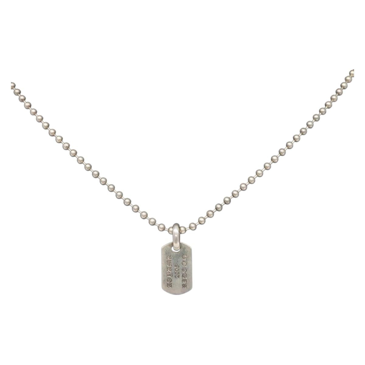 Chrome Hearts Pendant Tiny Dog Tag RS Cross Necklace Ag925 Silver Auth 134926M