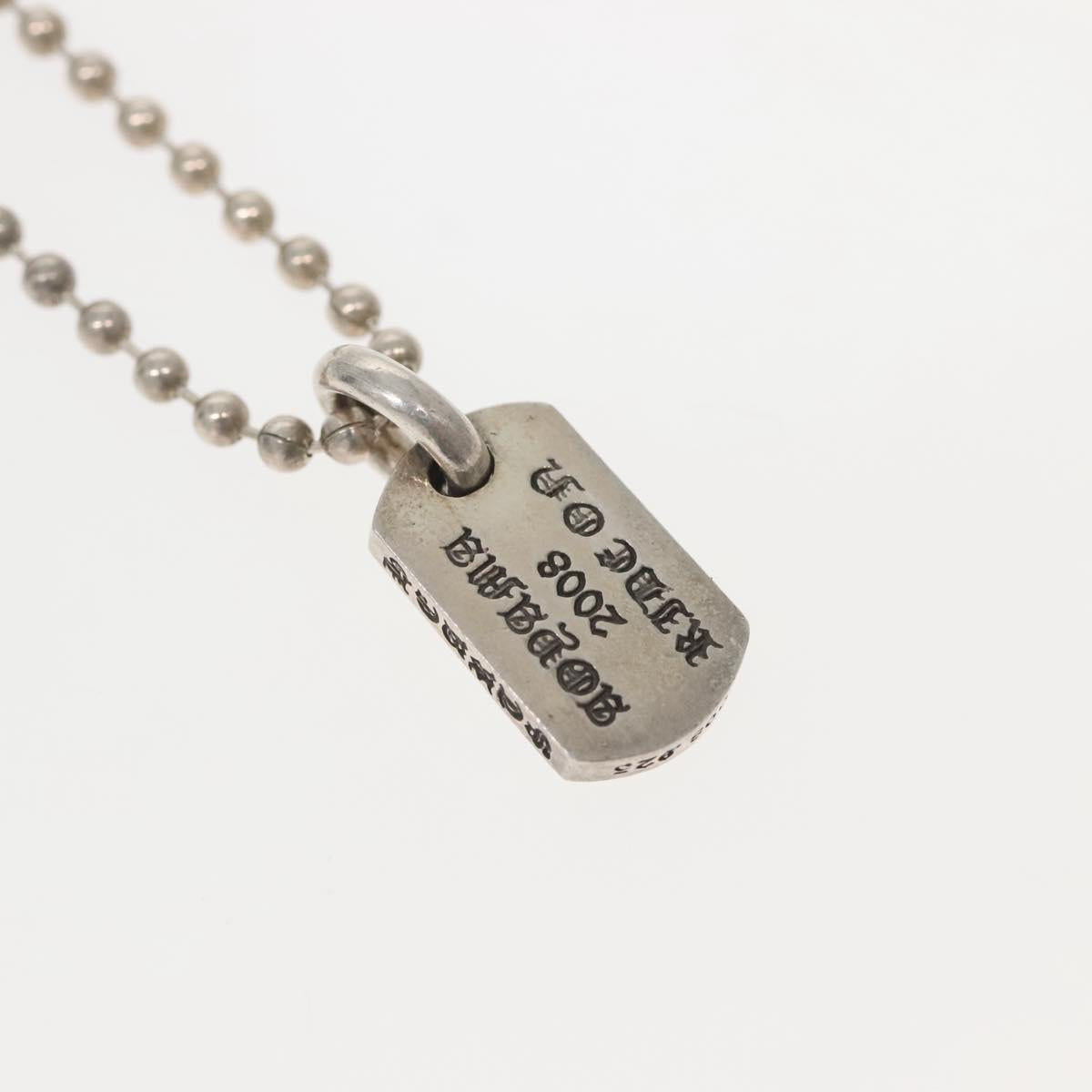 Chrome Hearts Pendant Tiny Dog Tag RS Cross Necklace Ag925 Silver Auth 134926M