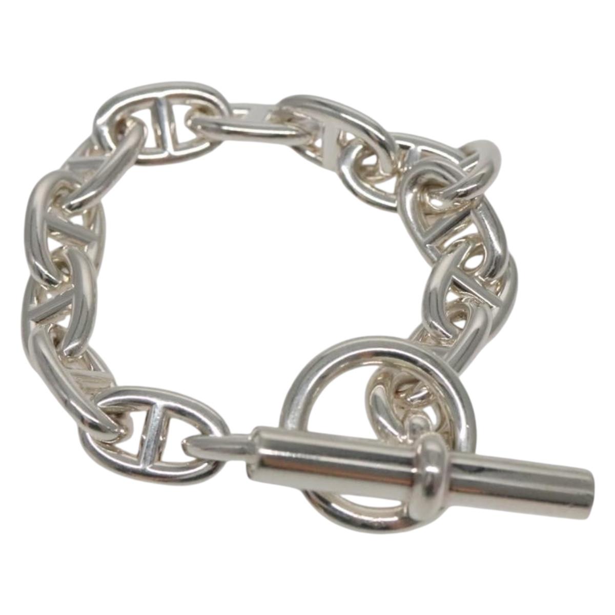 HERMES Chaine d'Ancre MM Bracelet Ag925 14 Links Silver Auth 134932SM