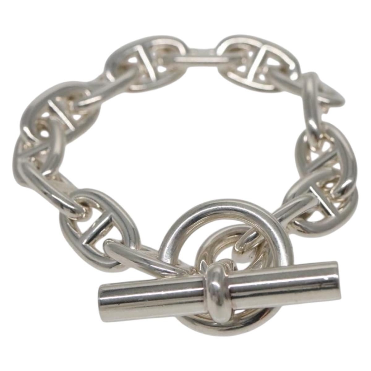 HERMES Chaine d'Ancre MM Bracelet Ag925 14 Links Silver Auth 134932SM