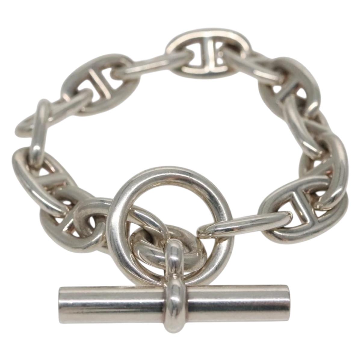 HERMES Chaine d'Ancre MM Bracelet Ag925 14 Links Silver Auth 134933SM
