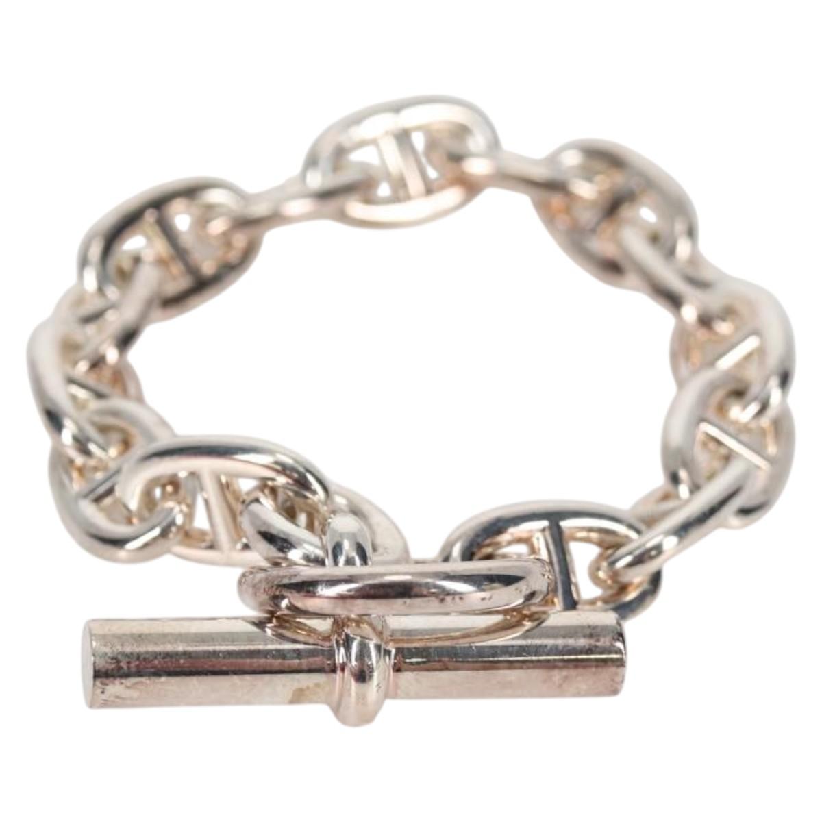 HERMES Chaine d'Ancre MM Bracelet Ag925 14 Links Silver Auth 134934SM