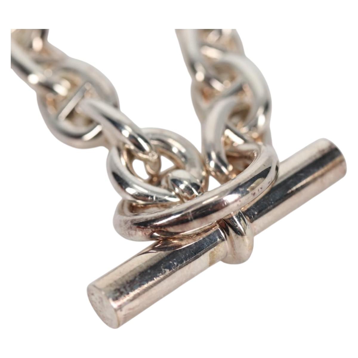 HERMES Chaine d'Ancre MM Bracelet Ag925 14 Links Silver Auth 134934SM