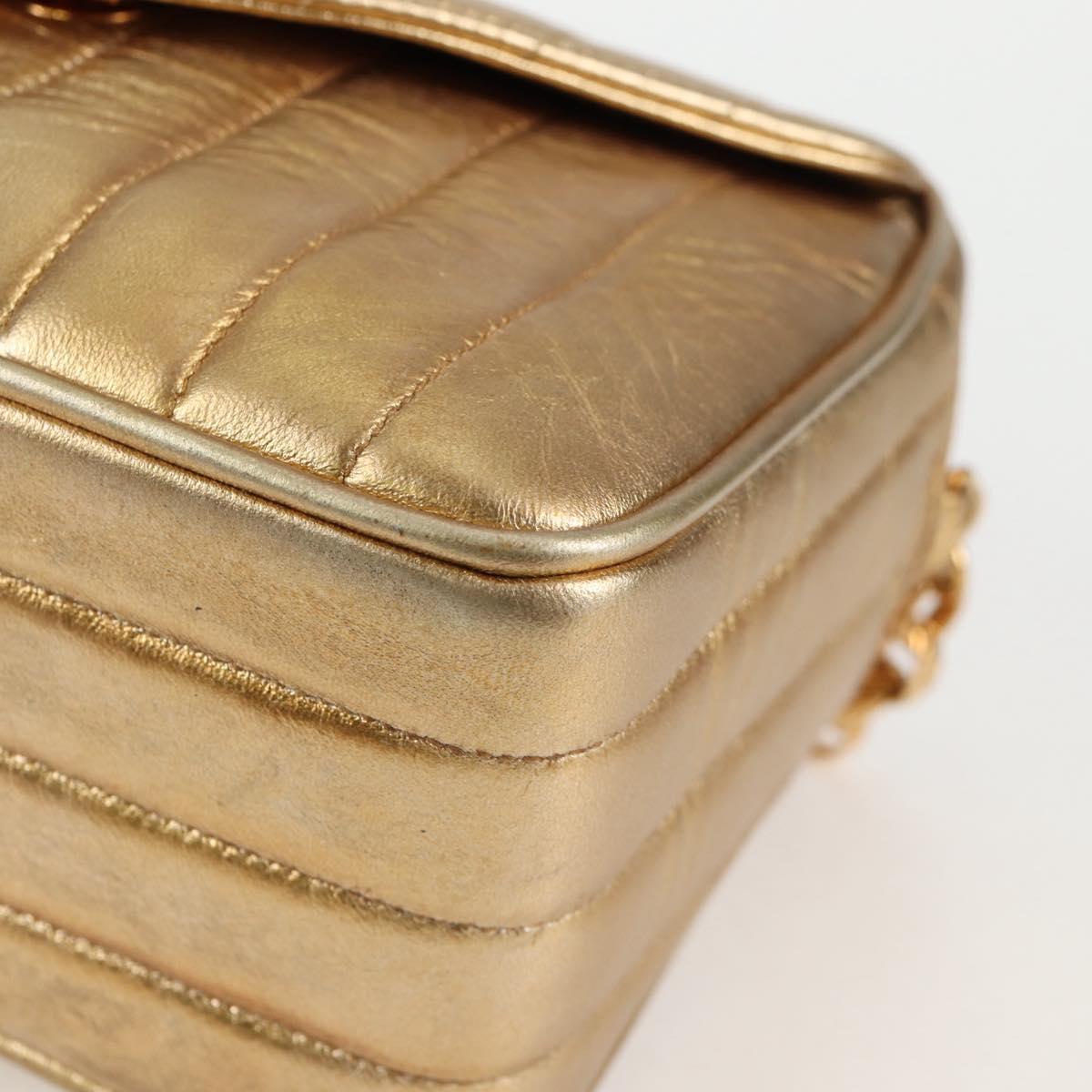 CHANEL Matelasse Chain Shoulder Bag Lamb Skin Red Gold CC Auth 134958SV