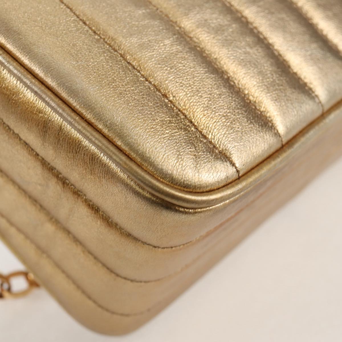 CHANEL Matelasse Chain Shoulder Bag Lamb Skin Red Gold CC Auth 134958SV