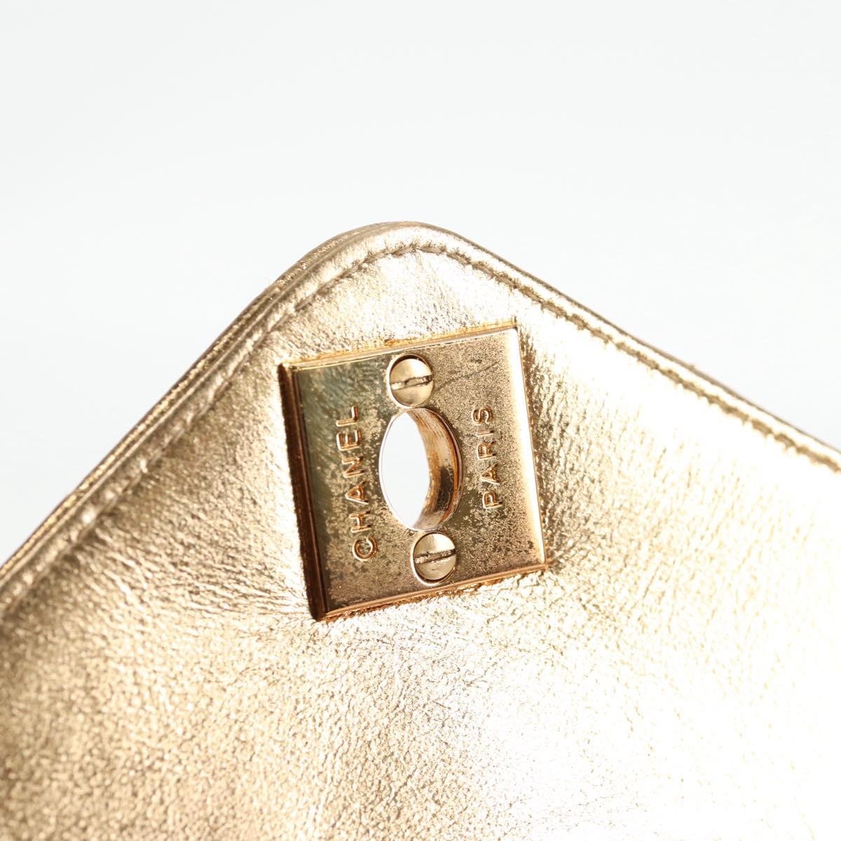 CHANEL Matelasse Chain Shoulder Bag Lamb Skin Red Gold CC Auth 134958SV