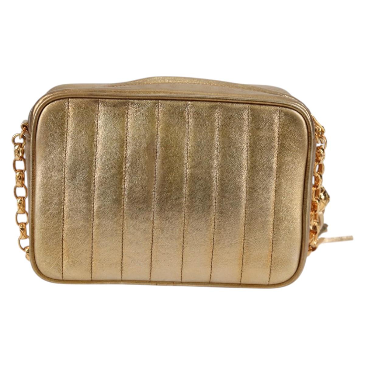CHANEL Matelasse Chain Shoulder Bag Lamb Skin Red Gold CC Auth 134958SV
