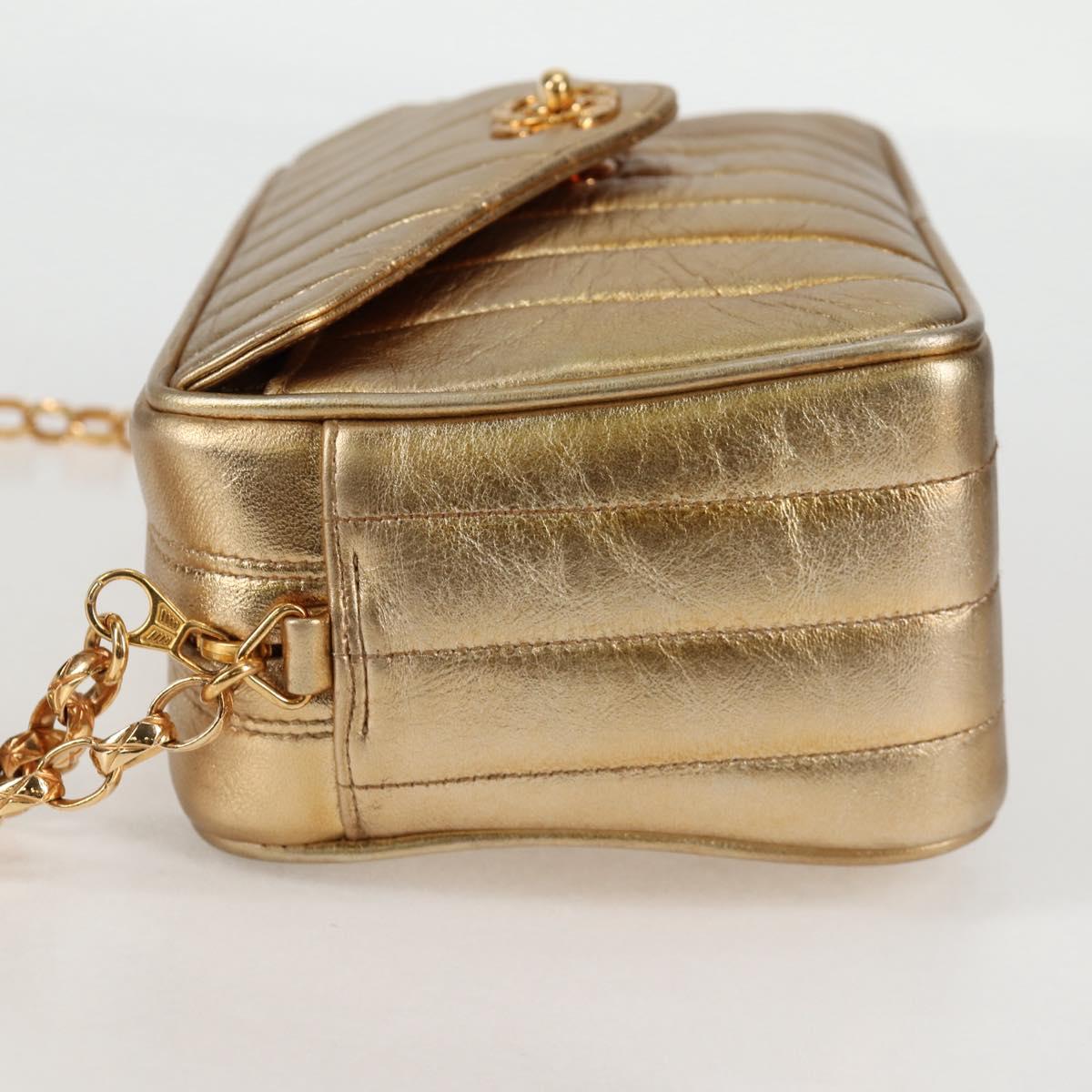 CHANEL Matelasse Chain Shoulder Bag Lamb Skin Red Gold CC Auth 134958SV