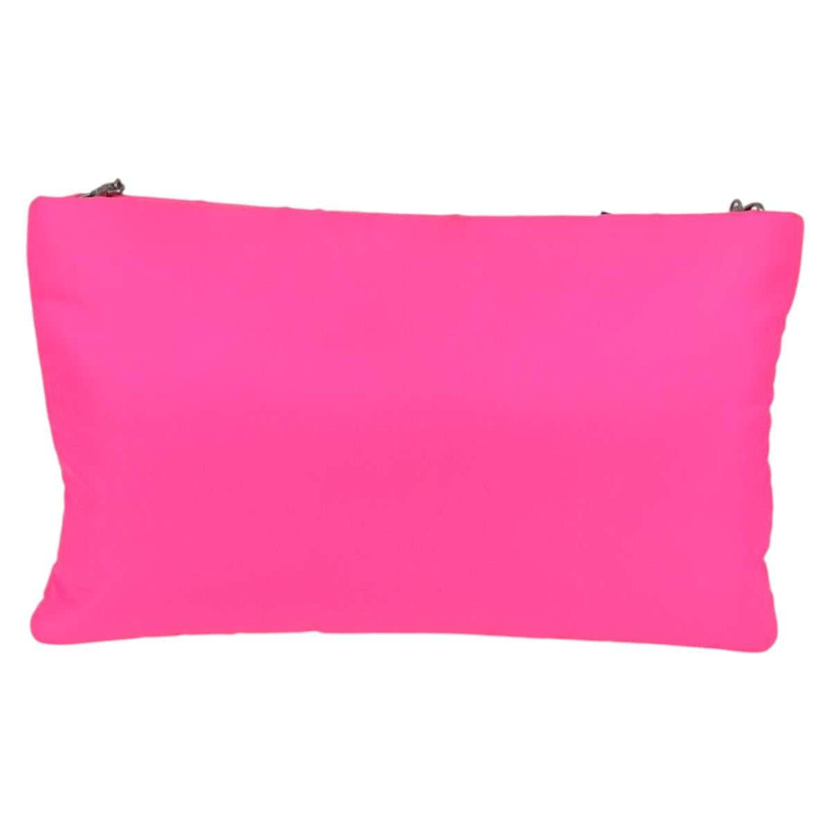 PRADA Chain Shoulder Bag Nylon Pink Silver Auth 134961M