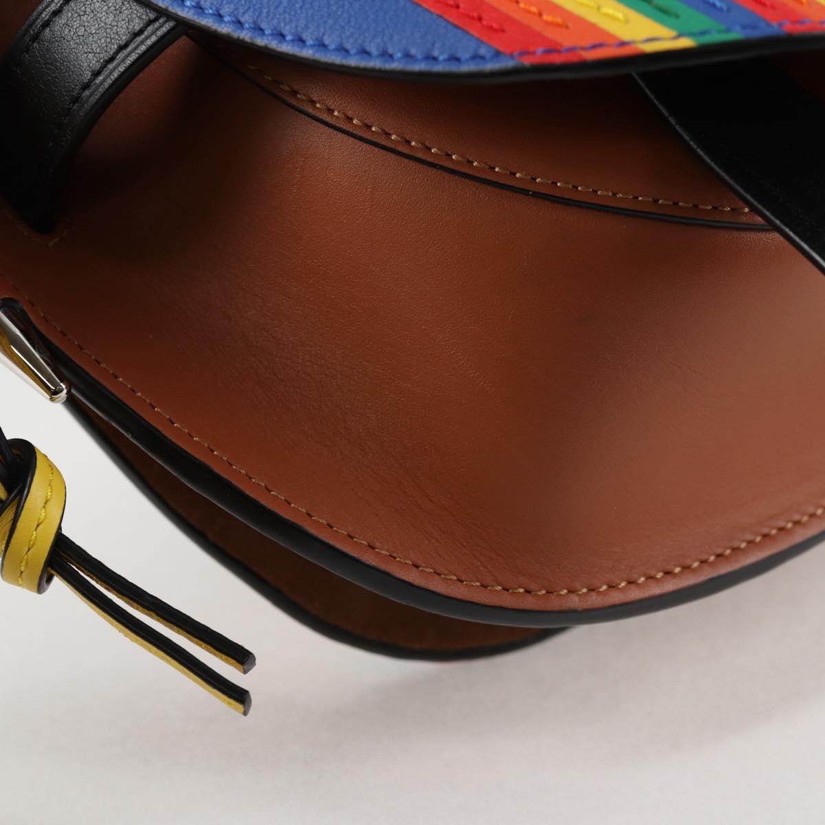 LOEWE Anagram Rainbow Gate Shoulder Bag Leather Brown Auth 134968SAM
