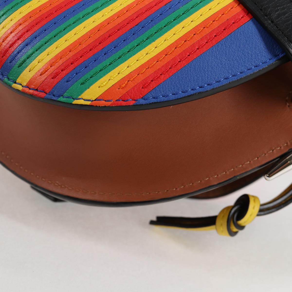 LOEWE Anagram Rainbow Gate Shoulder Bag Leather Brown Auth 134968SAM