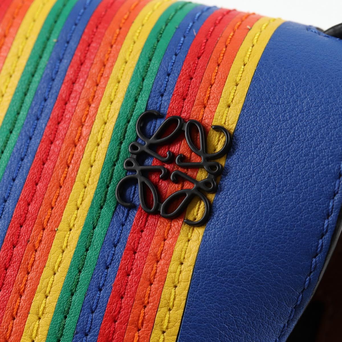 LOEWE Anagram Rainbow Gate Shoulder Bag Leather Brown Auth 134968SAM