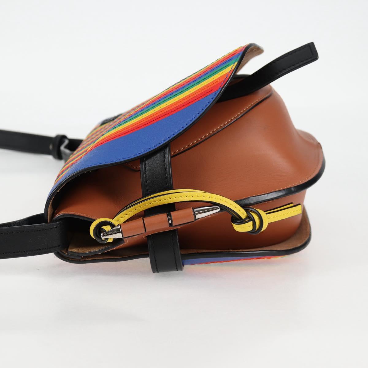 LOEWE Anagram Rainbow Gate Shoulder Bag Leather Brown Auth 134968SAM