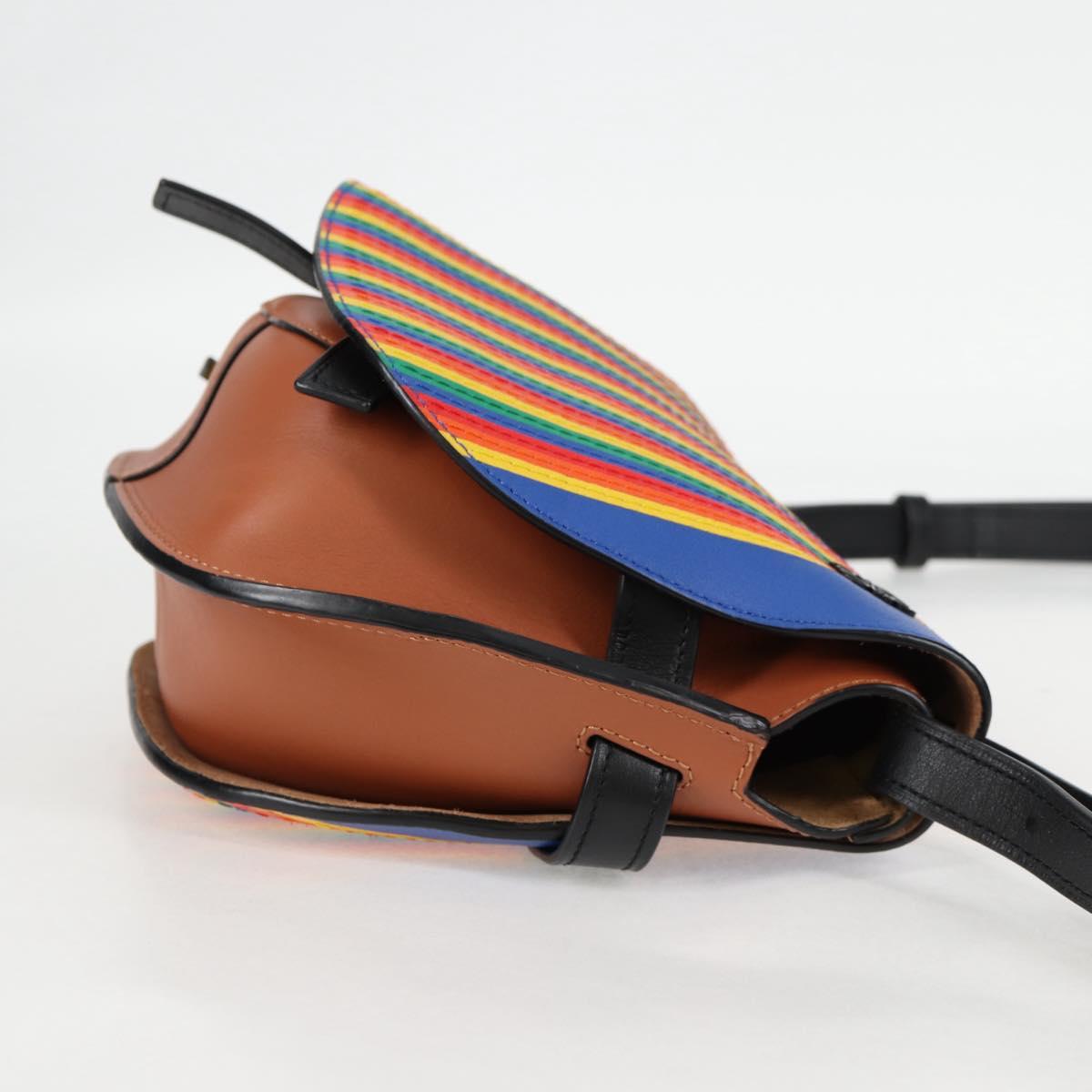 LOEWE Anagram Rainbow Gate Shoulder Bag Leather Brown Auth 134968SAM