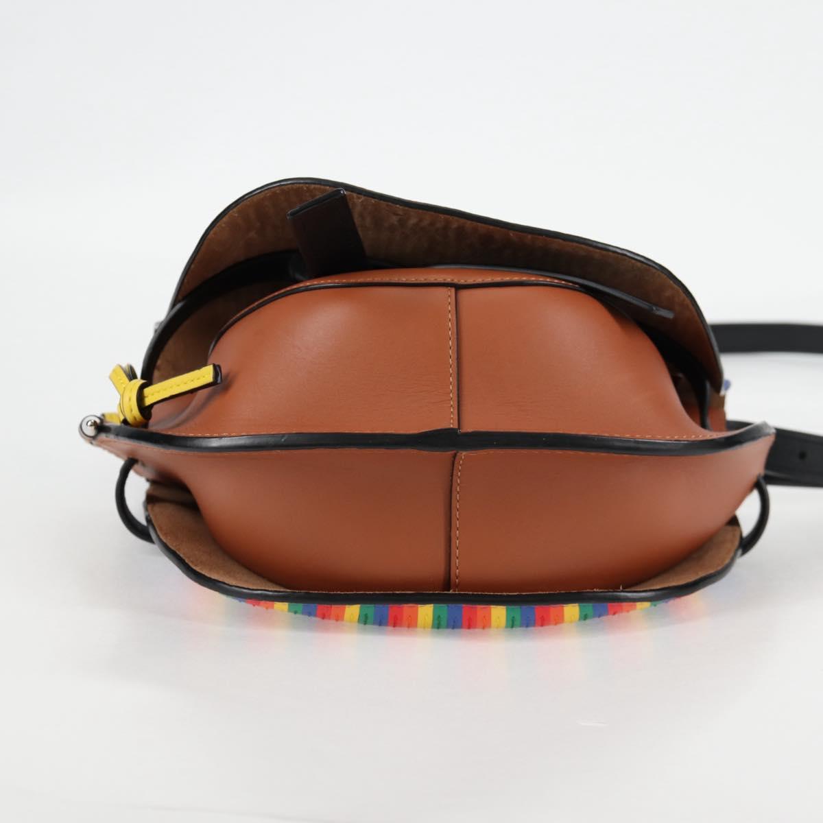 LOEWE Anagram Rainbow Gate Shoulder Bag Leather Brown Auth 134968SAM