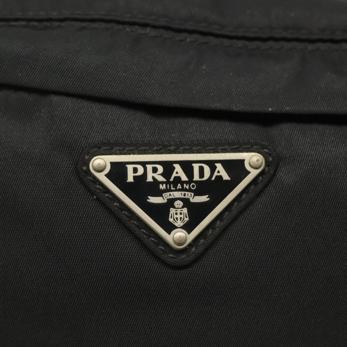 PRADA Waist bag Nylon Black Silver Auth 134983