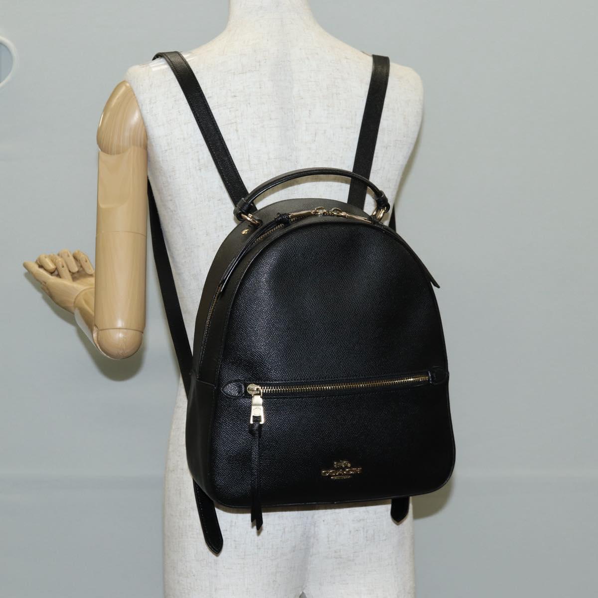 Coach Backpack Leather Gold Black Auth 134985