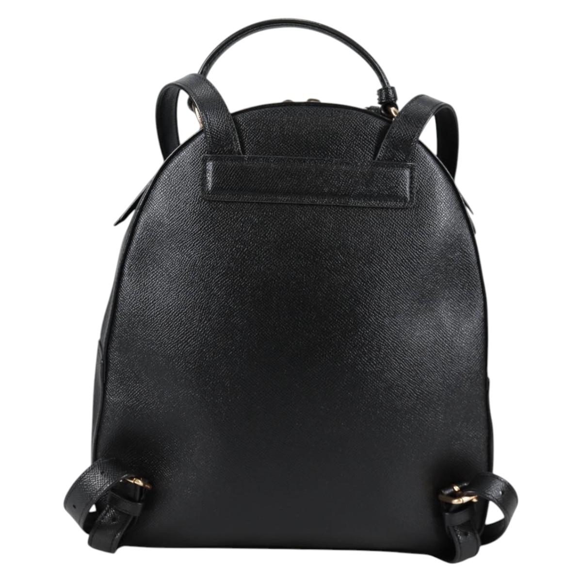 Coach Backpack Leather Gold Black Auth 134985