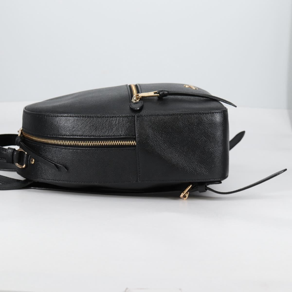 Coach Backpack Leather Gold Black Auth 134985