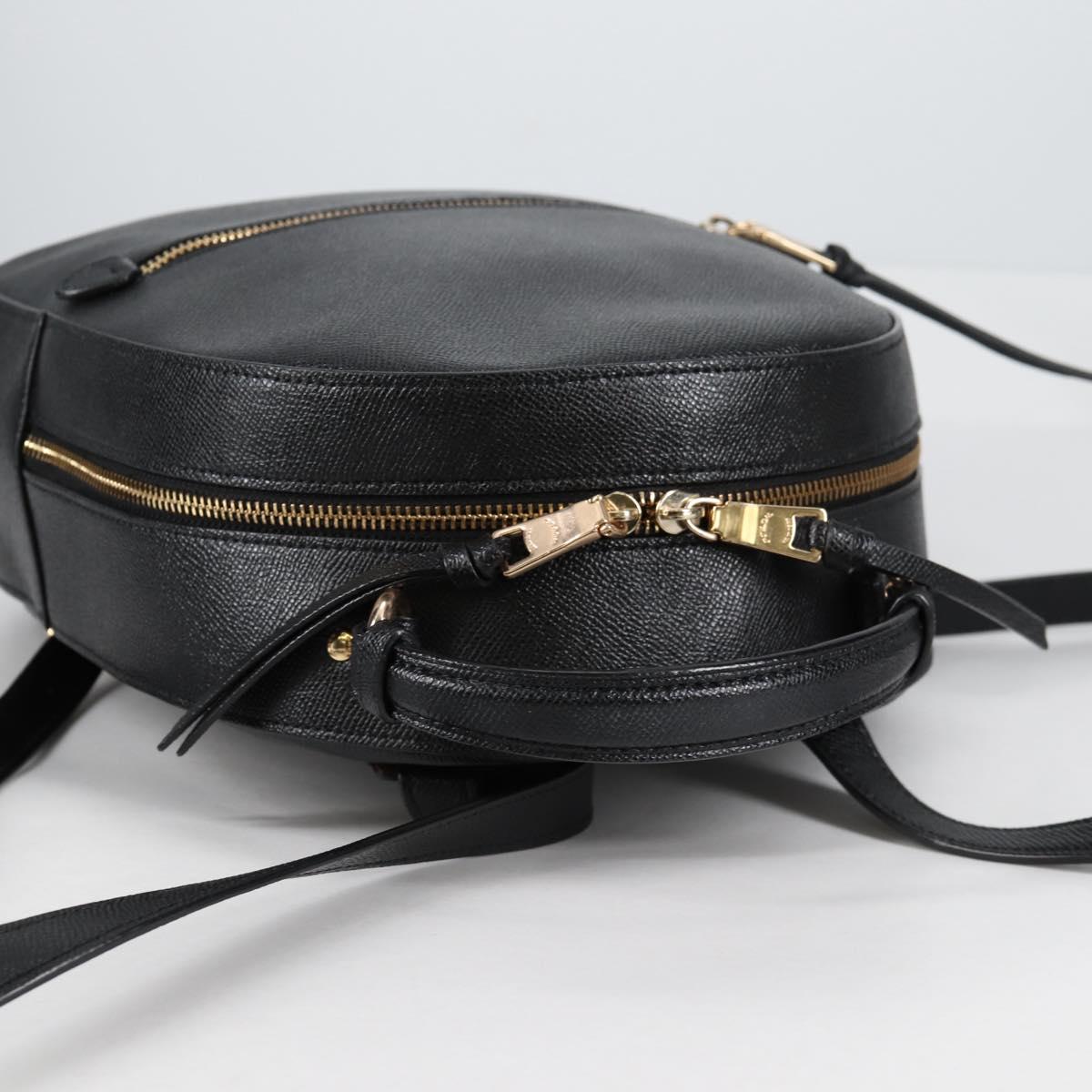 Coach Backpack Leather Gold Black Auth 134985