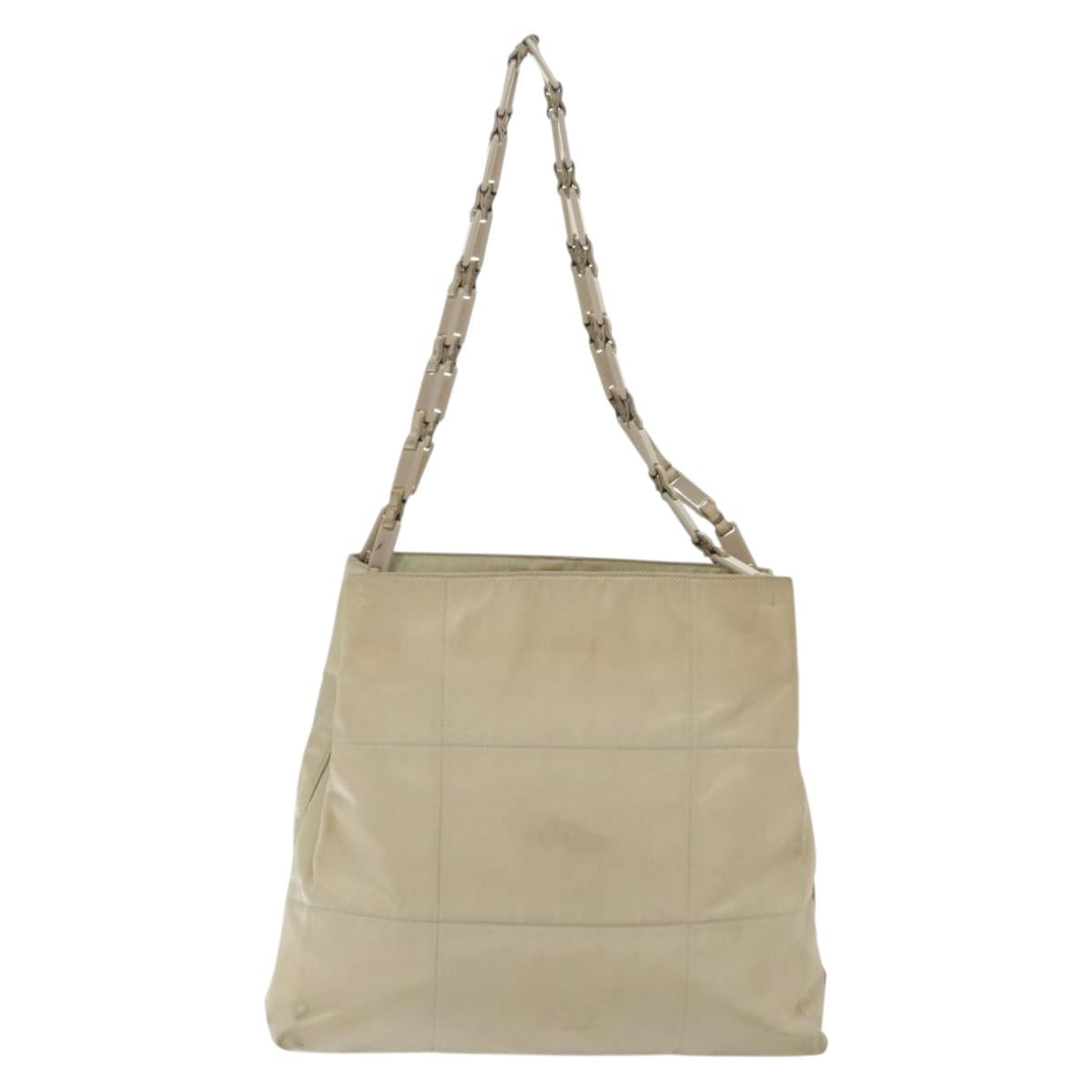PRADA Shoulder Bag Nylon Beige Auth 134987