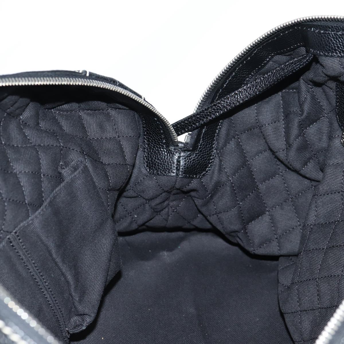 CHANEL Coco Travel Boston Bag PVC Black Silver CC Auth 134999V