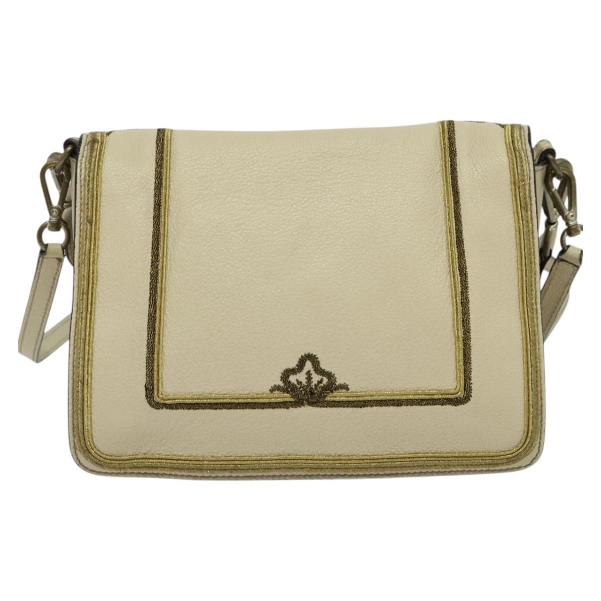 ETRO Rainbow Bag Shoulder Bag Leather Beige Auth 135001
