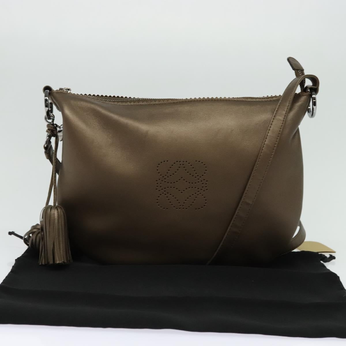 LOEWE Shoulder Bag Leather Metallic brown Auth 135002