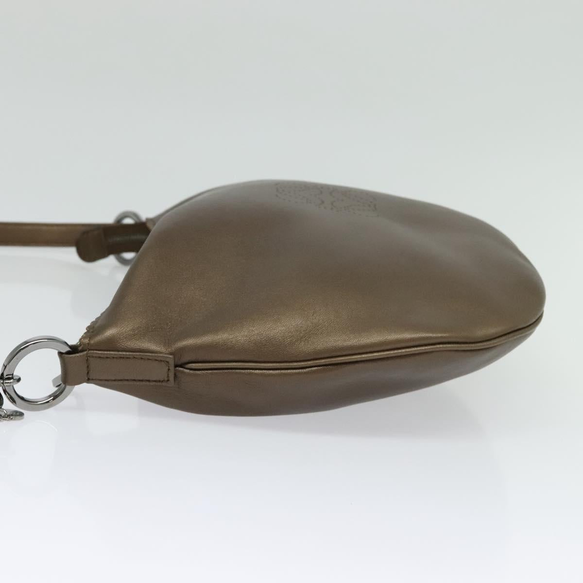 LOEWE Shoulder Bag Leather Metallic brown Auth 135002