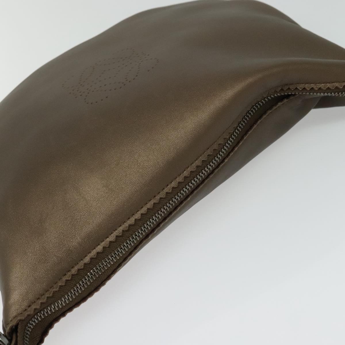 LOEWE Shoulder Bag Leather Metallic brown Auth 135002