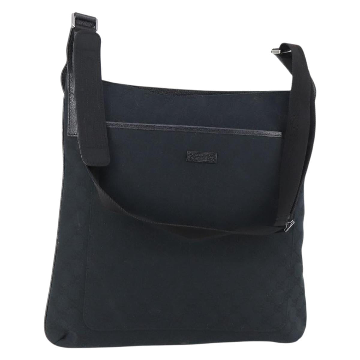 GUCCI GG Canvas Shoulder Bag Black Silver 122791 Auth 135007