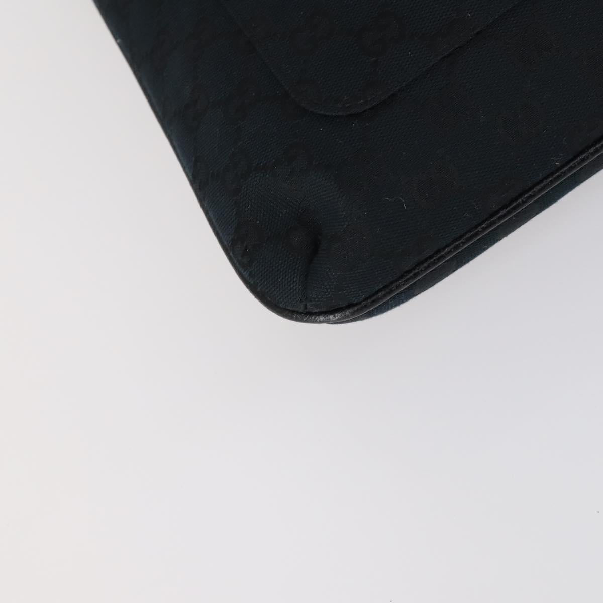 GUCCI GG Canvas Shoulder Bag Black Silver 122791 Auth 135007