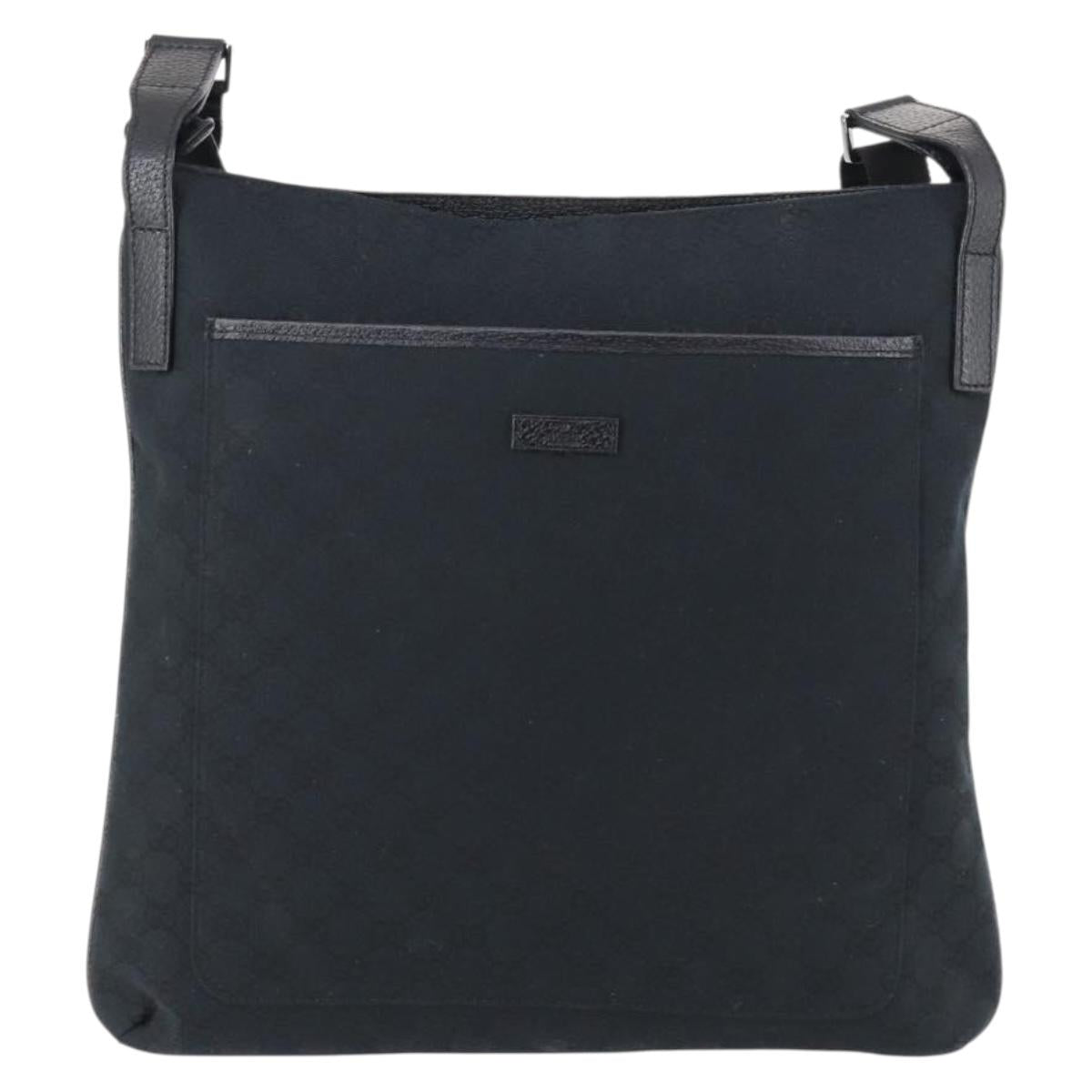 GUCCI GG Canvas Shoulder Bag Black Silver 122791 Auth 135007
