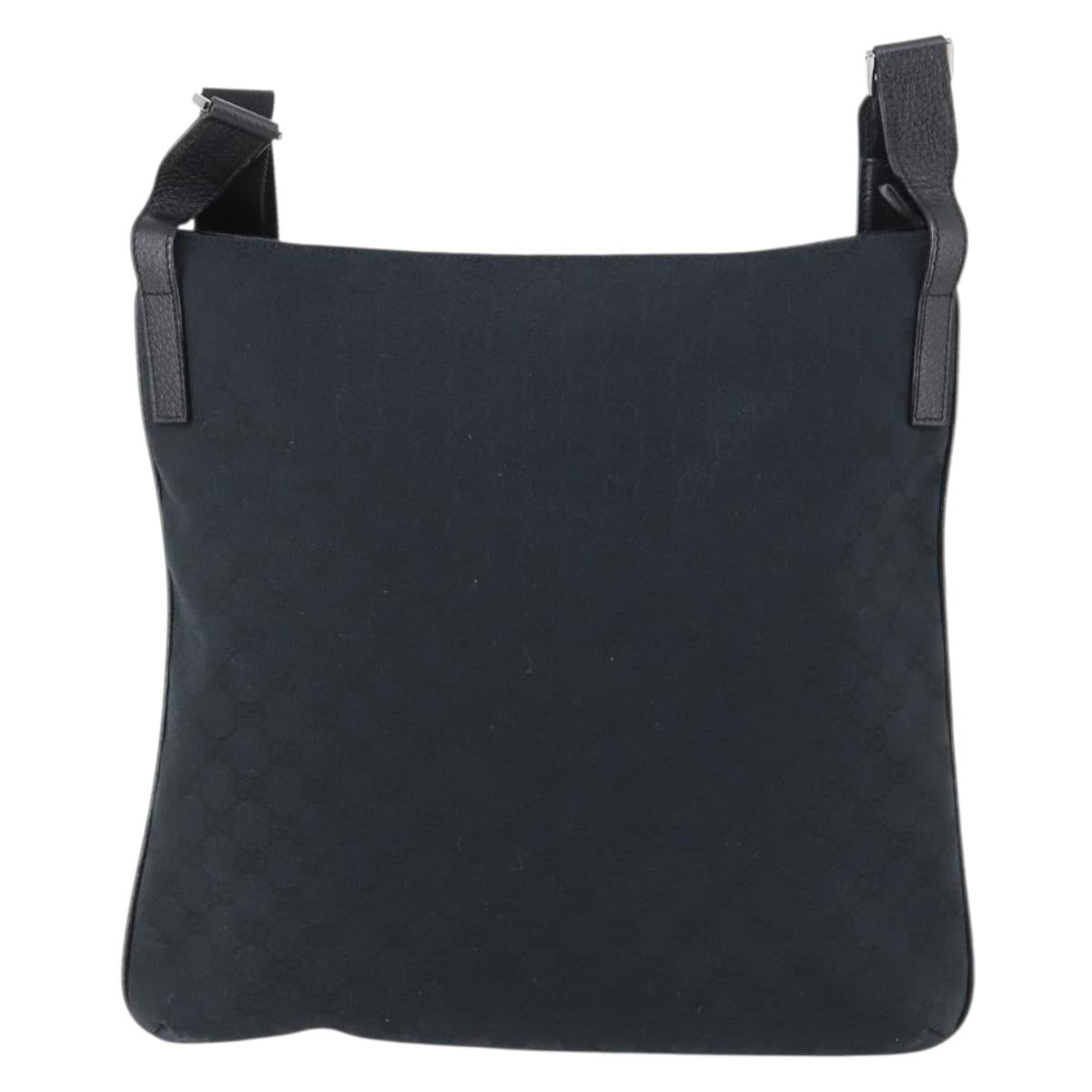 GUCCI GG Canvas Shoulder Bag Black Silver 122791 Auth 135007