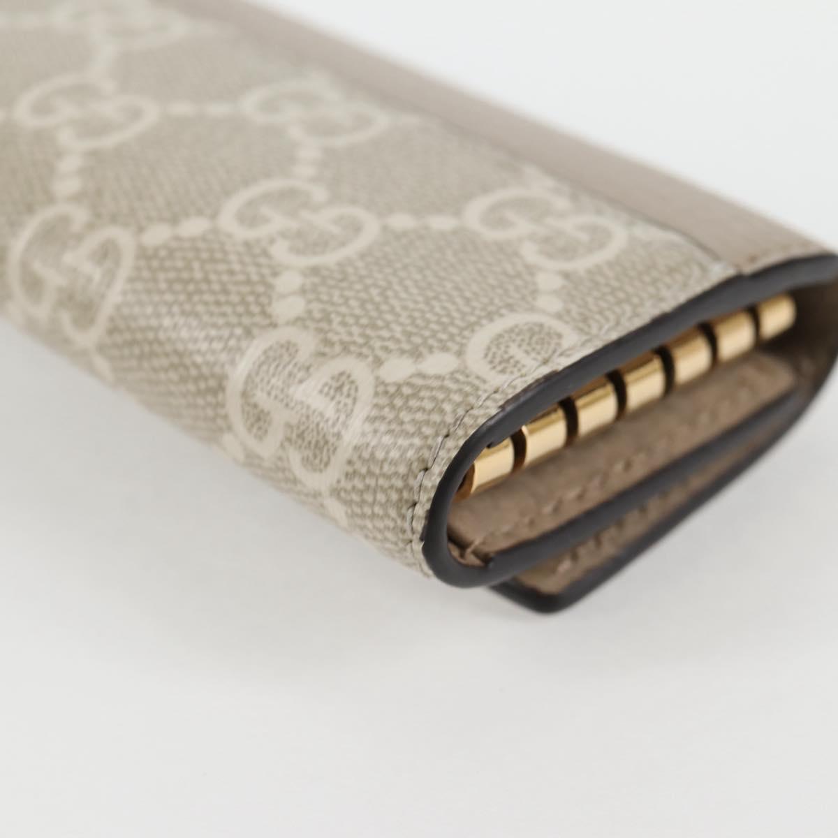 GUCCI GG Supreme Key Case PVC White Gold 456113 2149 Auth 135011A