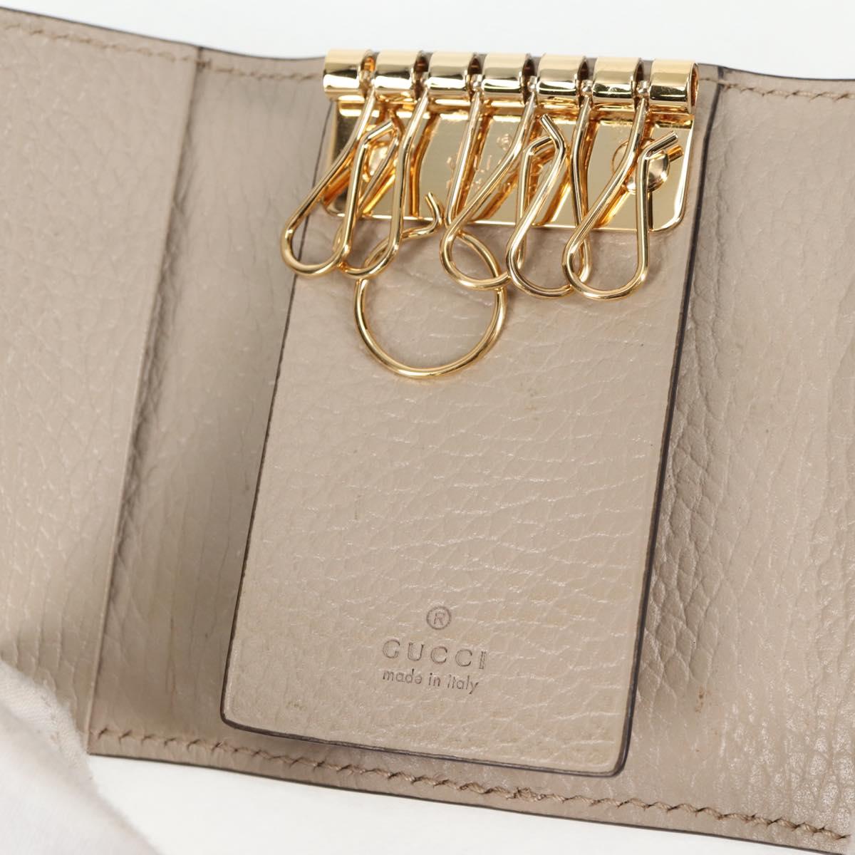 GUCCI GG Supreme Key Case PVC White Gold 456113 2149 Auth 135011A