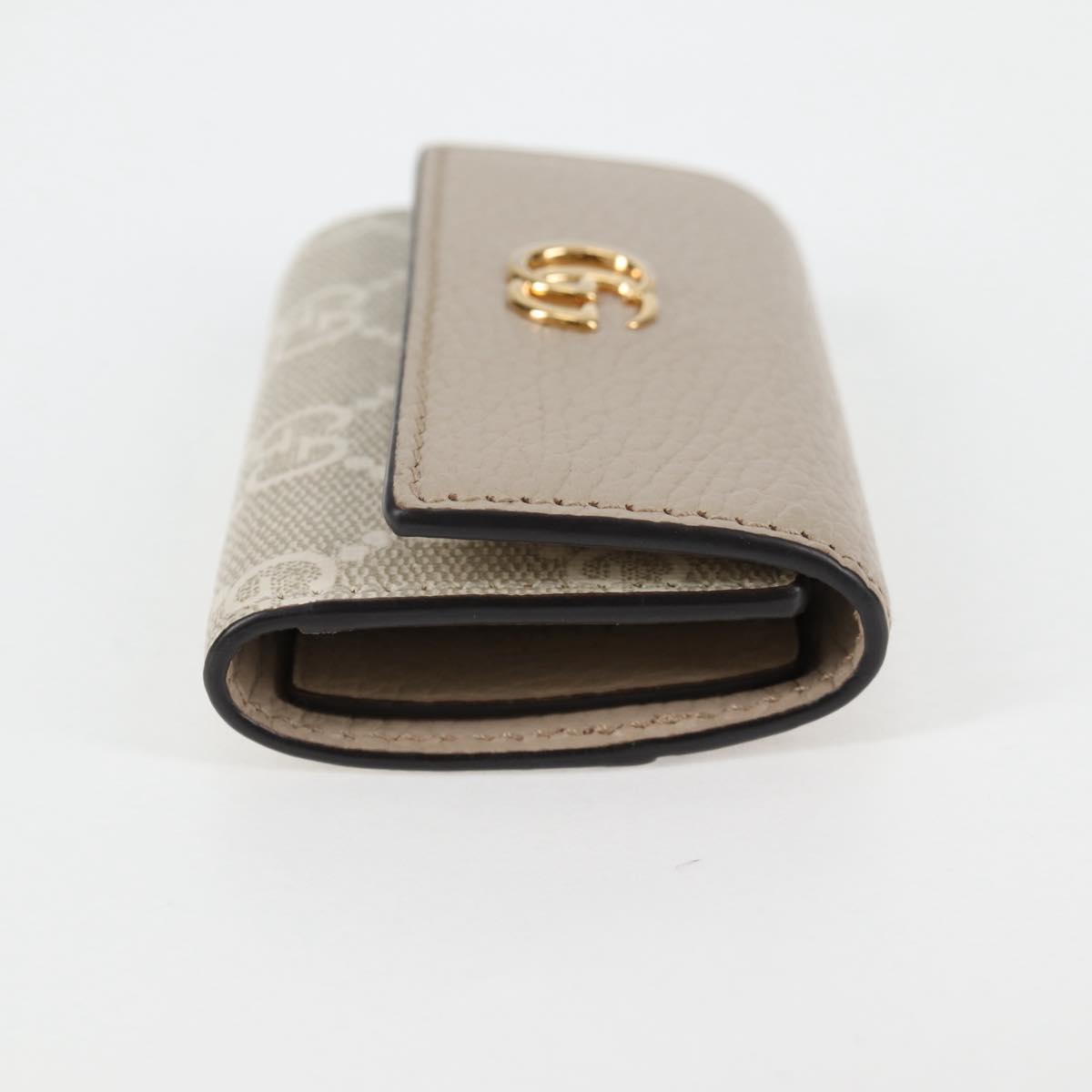 GUCCI GG Supreme Key Case PVC White Gold 456113 2149 Auth 135011A
