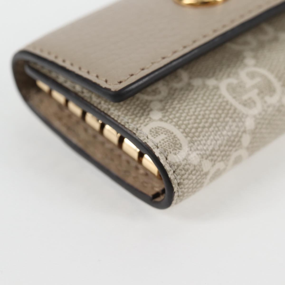 GUCCI GG Supreme Key Case PVC White Gold 456113 2149 Auth 135011A