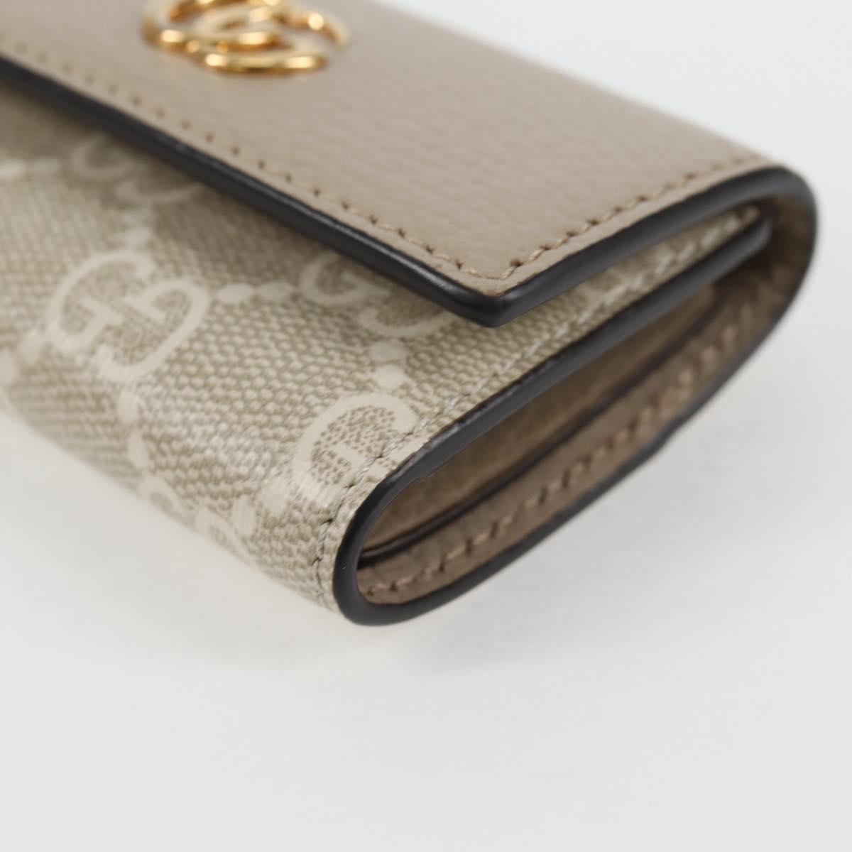 GUCCI GG Supreme Key Case PVC White Gold 456113 2149 Auth 135011M
