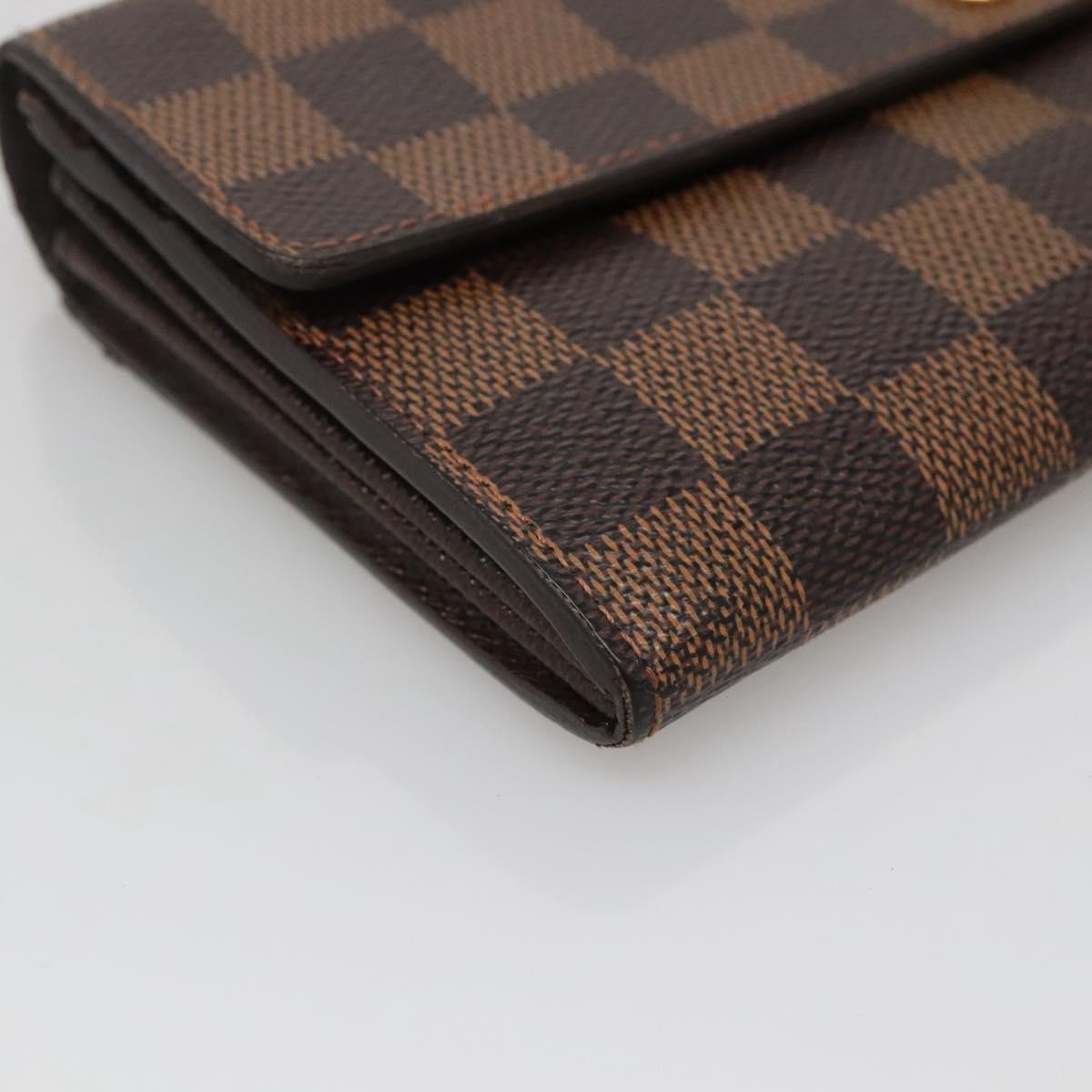 LOUIS VUITTON Damier Ebene Portefeuille Sarah Long Wallet N60491 LV Auth 135012