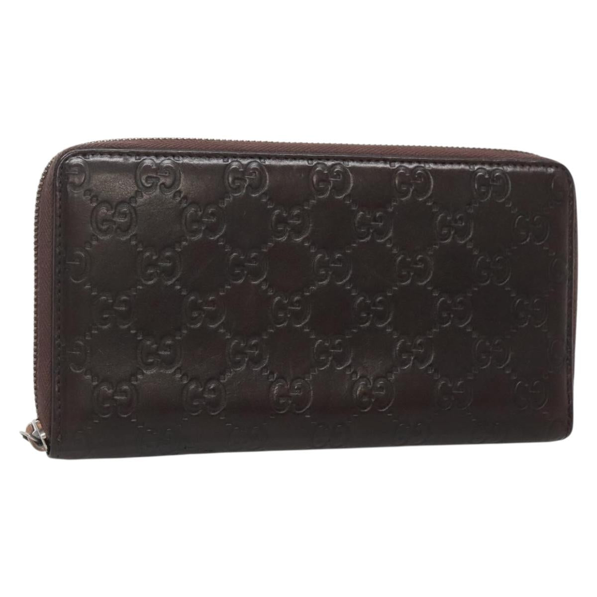 GUCCI GG Canvas Guccissima Wallet Leather Brown Silver 43219 0416 Auth 135014